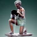 Gran Estatua Boy &amp; Cubo Fuente Bronce Escultura Tpls-017